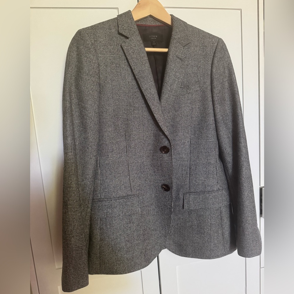 J. Crew Ludlow Wool Charcoal Checkered Blazer